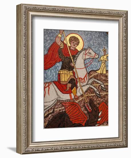 Mosaic of St. George Slaying the Dragon in St. George Coptic Orthodox Church, Cairo, Egypt-null-Framed Premium Photographic Print