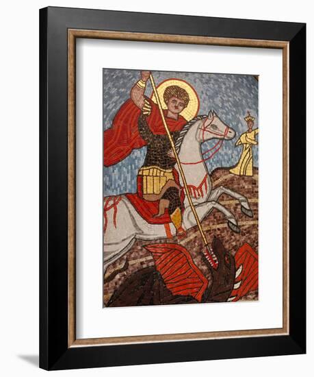 Mosaic of St. George Slaying the Dragon in St. George Coptic Orthodox Church, Cairo, Egypt-null-Framed Premium Photographic Print