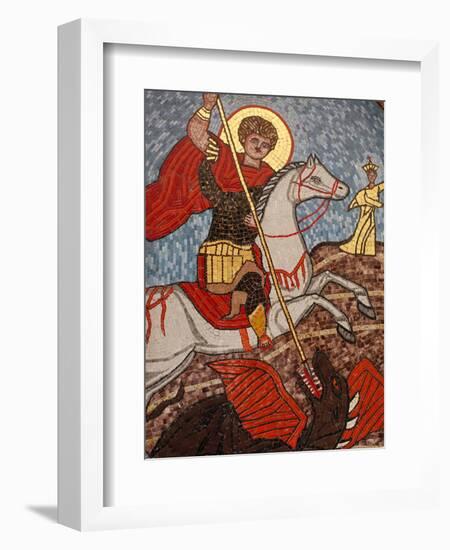 Mosaic of St. George Slaying the Dragon in St. George Coptic Orthodox Church, Cairo, Egypt-null-Framed Premium Photographic Print