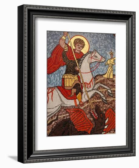 Mosaic of St. George Slaying the Dragon in St. George Coptic Orthodox Church, Cairo, Egypt-null-Framed Premium Photographic Print