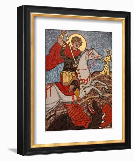 Mosaic of St. George Slaying the Dragon in St. George Coptic Orthodox Church, Cairo, Egypt-null-Framed Premium Photographic Print