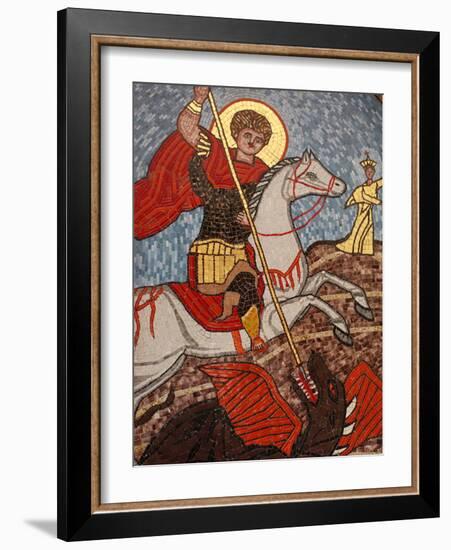 Mosaic of St. George Slaying the Dragon in St. George Coptic Orthodox Church, Cairo, Egypt-null-Framed Photographic Print