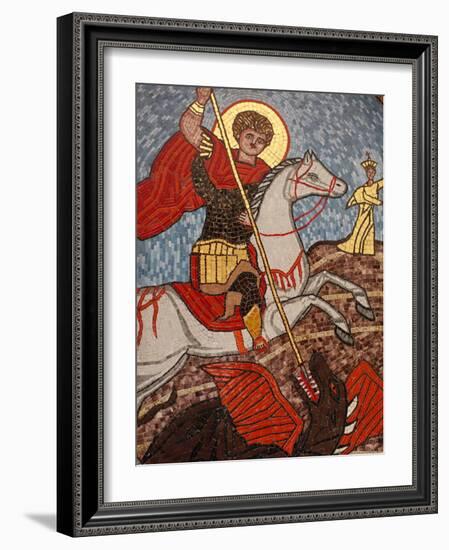 Mosaic of St. George Slaying the Dragon in St. George Coptic Orthodox Church, Cairo, Egypt-null-Framed Photographic Print