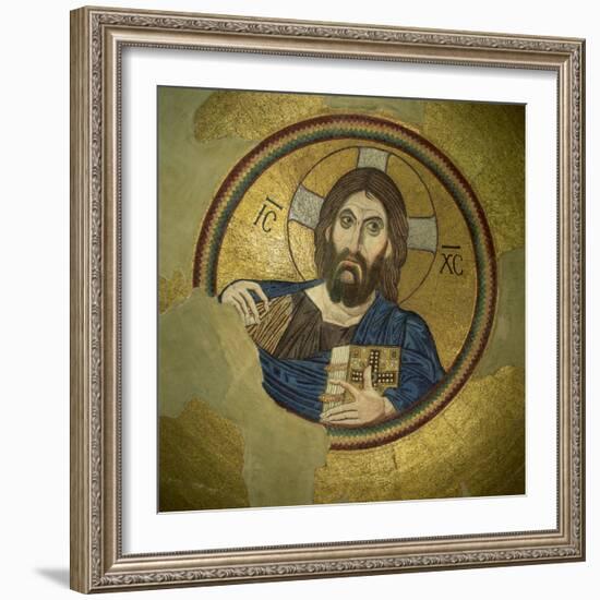 Mosaic of the Almighty, Pantocrator, in the Monastery of Daphni, Greece, Europe-Tony Gervis-Framed Photographic Print