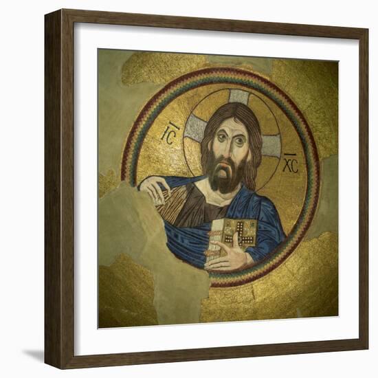 Mosaic of the Almighty, Pantocrator, in the Monastery of Daphni, Greece, Europe-Tony Gervis-Framed Photographic Print