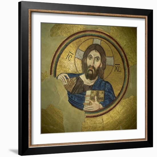 Mosaic of the Almighty, Pantocrator, in the Monastery of Daphni, Greece, Europe-Tony Gervis-Framed Photographic Print