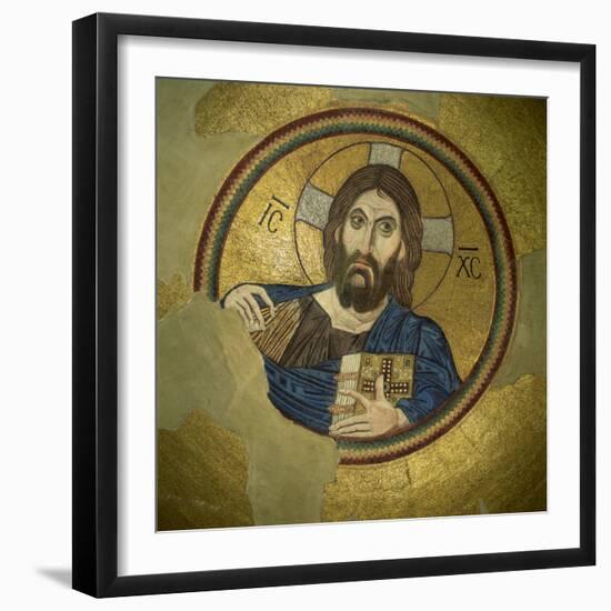 Mosaic of the Almighty, Pantocrator, in the Monastery of Daphni, Greece, Europe-Tony Gervis-Framed Photographic Print