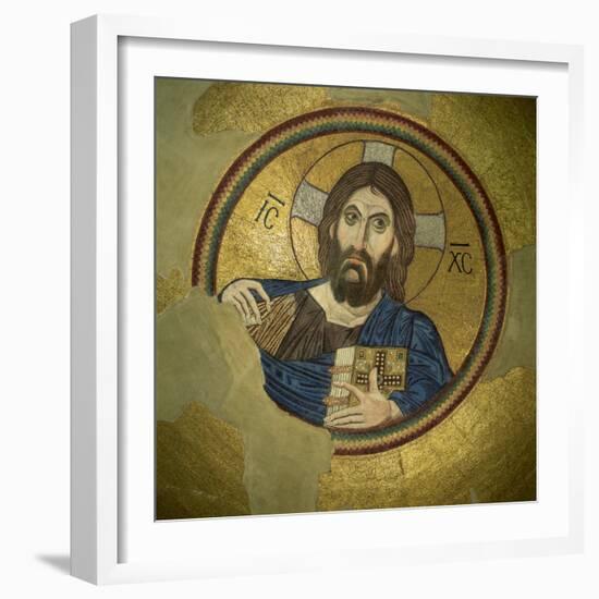 Mosaic of the Almighty, Pantocrator, in the Monastery of Daphni, Greece, Europe-Tony Gervis-Framed Photographic Print