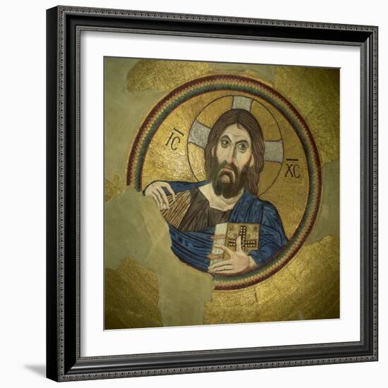 Mosaic of the Almighty, Pantocrator, in the Monastery of Daphni, Greece, Europe-Tony Gervis-Framed Photographic Print