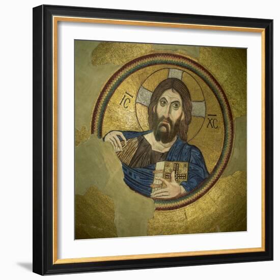Mosaic of the Almighty, Pantocrator, in the Monastery of Daphni, Greece, Europe-Tony Gervis-Framed Photographic Print