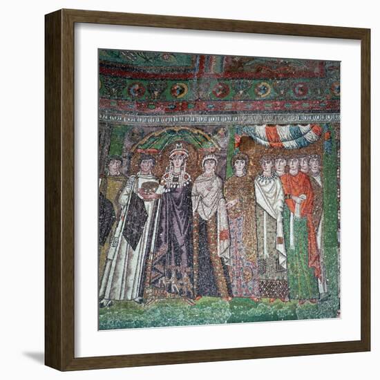 Mosaic of the Empress Theodora and her court, 6th century-Unknown-Framed Giclee Print