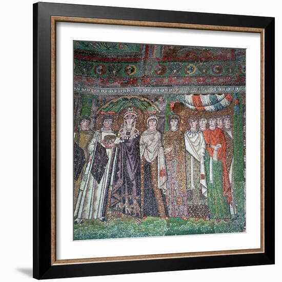 Mosaic of the Empress Theodora and her court, 6th century-Unknown-Framed Giclee Print