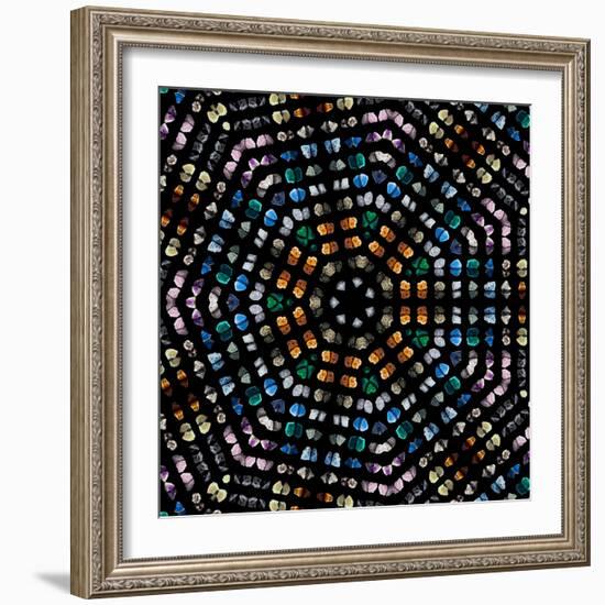 Mosaic Pattern Abstract of Semi-Precious Gemstones Stones and Minerals Isolated on Black Background-Madlen-Framed Photographic Print