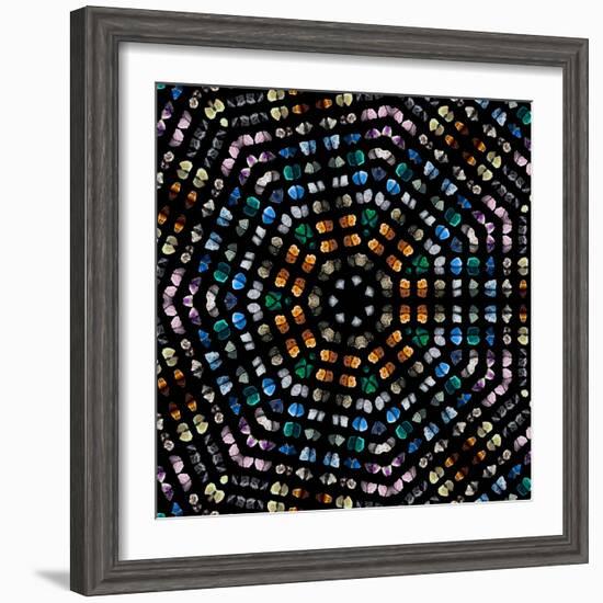 Mosaic Pattern Abstract of Semi-Precious Gemstones Stones and Minerals Isolated on Black Background-Madlen-Framed Photographic Print
