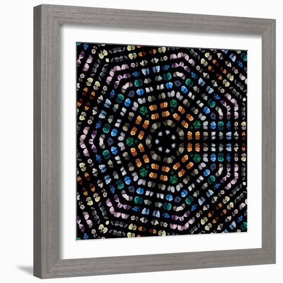 Mosaic Pattern Abstract of Semi-Precious Gemstones Stones and Minerals Isolated on Black Background-Madlen-Framed Photographic Print