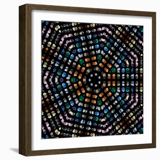 Mosaic Pattern Abstract of Semi-Precious Gemstones Stones and Minerals Isolated on Black Background-Madlen-Framed Photographic Print