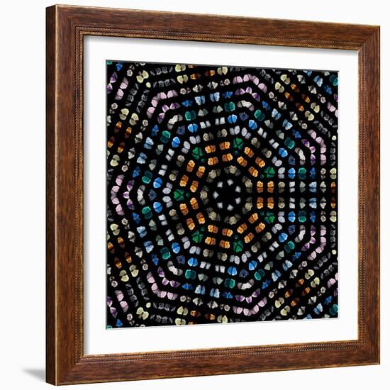 Mosaic Pattern Abstract of Semi-Precious Gemstones Stones and Minerals Isolated on Black Background-Madlen-Framed Photographic Print