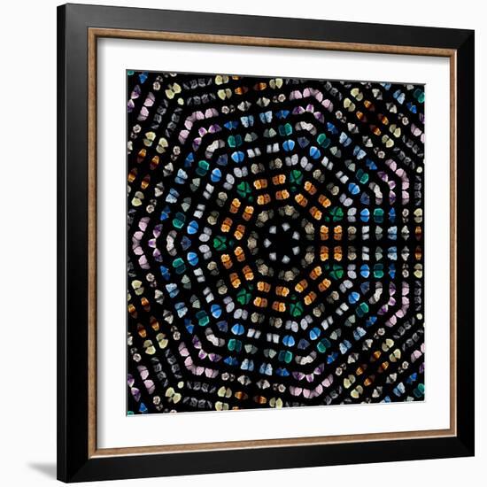 Mosaic Pattern Abstract of Semi-Precious Gemstones Stones and Minerals Isolated on Black Background-Madlen-Framed Photographic Print