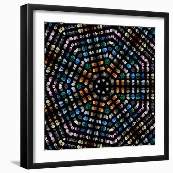 Mosaic Pattern Abstract of Semi-Precious Gemstones Stones and Minerals Isolated on Black Background-Madlen-Framed Photographic Print