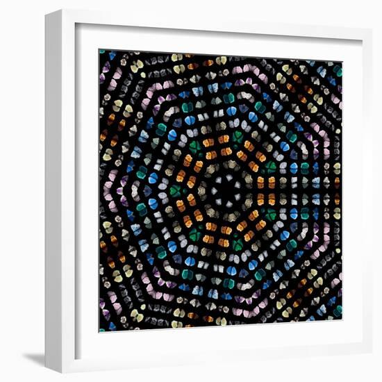 Mosaic Pattern Abstract of Semi-Precious Gemstones Stones and Minerals Isolated on Black Background-Madlen-Framed Photographic Print