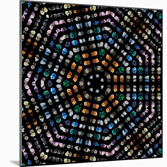 Mosaic Pattern Abstract of Semi-Precious Gemstones Stones and Minerals Isolated on Black Background-Madlen-Mounted Photographic Print