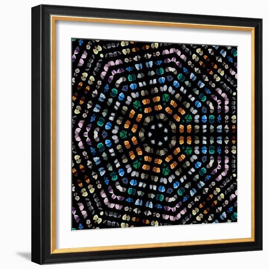 Mosaic Pattern Abstract of Semi-Precious Gemstones Stones and Minerals Isolated on Black Background-Madlen-Framed Photographic Print