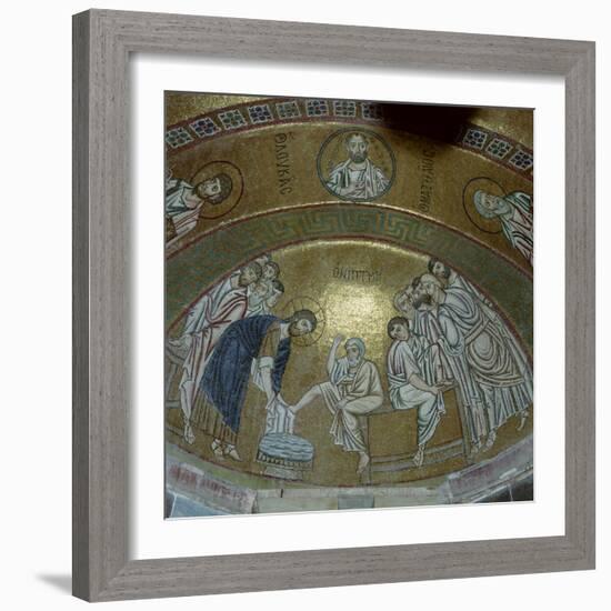 Mosaic Showing Jesus Christ Washing the Feet of Peter, in the Monastery of Hosios Lucas, Greece-Tony Gervis-Framed Photographic Print