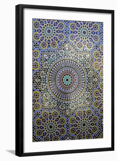 Mosaic Wall for Fountain, Fes, Morocco, Africa-Kymri Wilt-Framed Photographic Print