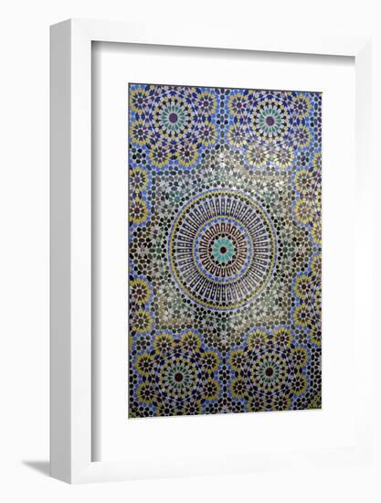 Mosaic Wall for Fountain, Fes, Morocco, Africa-Kymri Wilt-Framed Photographic Print