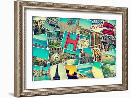 Mosaic With Pictures Of Different Places And Landmarks-nito-Framed Art Print