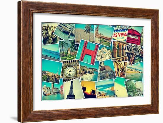 Mosaic With Pictures Of Different Places And Landmarks-nito-Framed Art Print