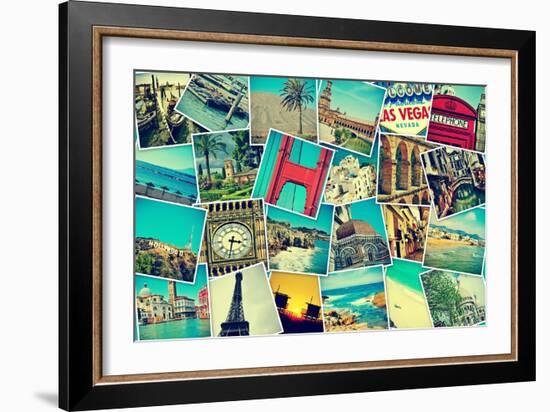 Mosaic With Pictures Of Different Places And Landmarks-nito-Framed Art Print