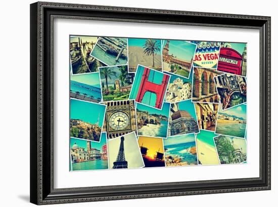 Mosaic With Pictures Of Different Places And Landmarks-nito-Framed Art Print