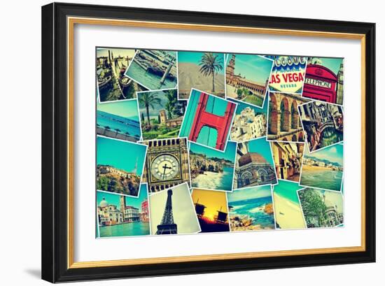 Mosaic With Pictures Of Different Places And Landmarks-nito-Framed Art Print
