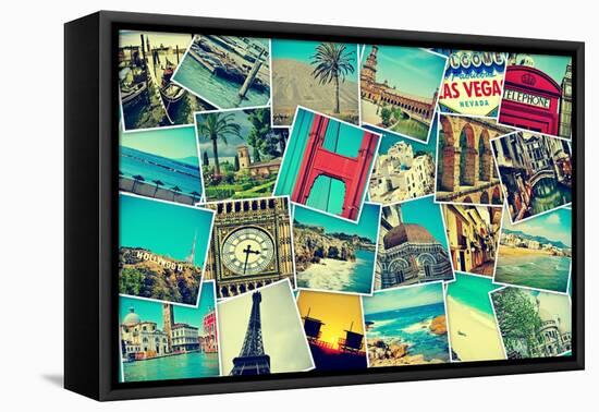 Mosaic With Pictures Of Different Places And Landmarks-nito-Framed Stretched Canvas