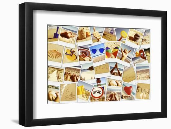 Mosaic with Pictures of Different Summer Scenes in Vintage Style.-nito-Framed Photographic Print