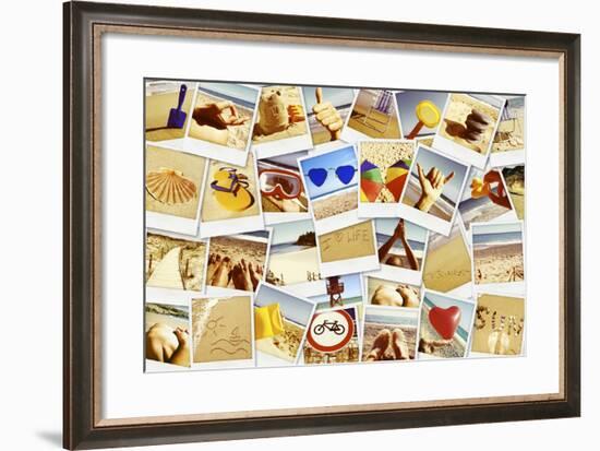 Mosaic with Pictures of Different Summer Scenes in Vintage Style.-nito-Framed Photographic Print