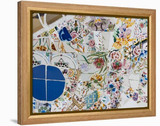 Mosaics, Guell Park (Parc Guell), UNESCO World Heritage Site, Barcelona, Spain-Nico Tondini-Framed Premier Image Canvas