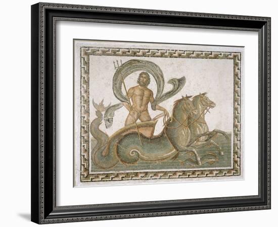 Mosaïque "Le triomphe de Neptune" en médaillon central avec 56 médaillons autour-null-Framed Giclee Print