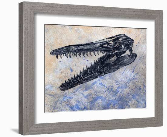 Mosasaurus Dinosaur Skull-Stocktrek Images-Framed Art Print