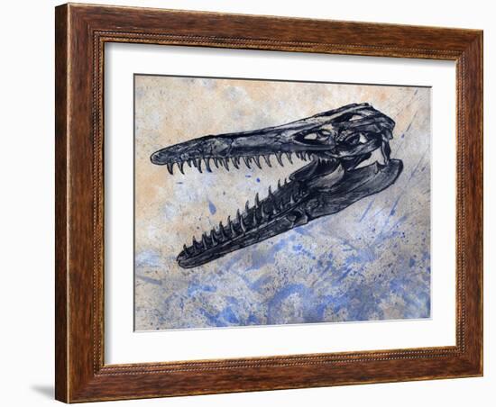 Mosasaurus Dinosaur Skull-Stocktrek Images-Framed Art Print