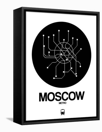 Moscow Black Subway Map-NaxArt-Framed Stretched Canvas