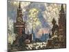 Moscow, Celebration with Fireworks in Red Square-null-Mounted Giclee Print