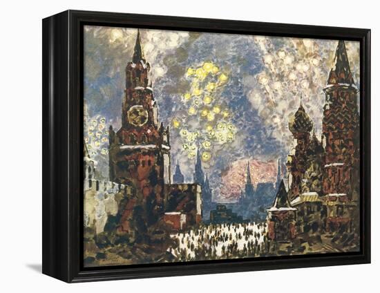 Moscow, Celebration with Fireworks in Red Square-null-Framed Premier Image Canvas