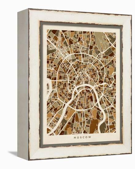 Moscow City Street Map-Michael Tompsett-Framed Stretched Canvas