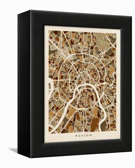 Moscow City Street Map-Michael Tompsett-Framed Stretched Canvas