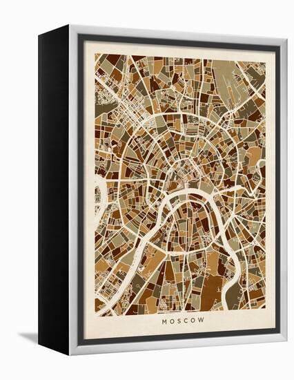 Moscow City Street Map-Michael Tompsett-Framed Stretched Canvas