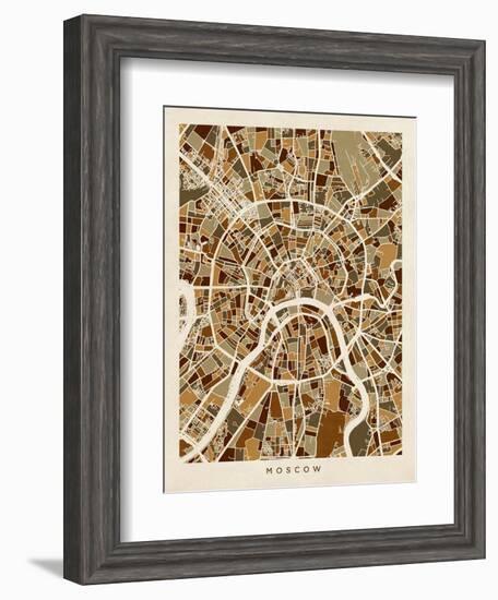 Moscow City Street Map-Michael Tompsett-Framed Art Print