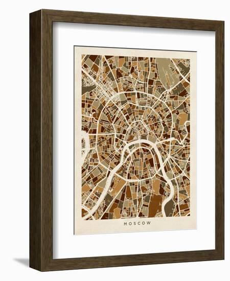 Moscow City Street Map-Michael Tompsett-Framed Art Print