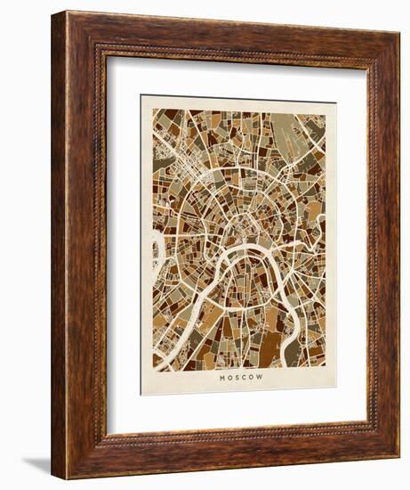 Moscow City Street Map-Michael Tompsett-Framed Art Print